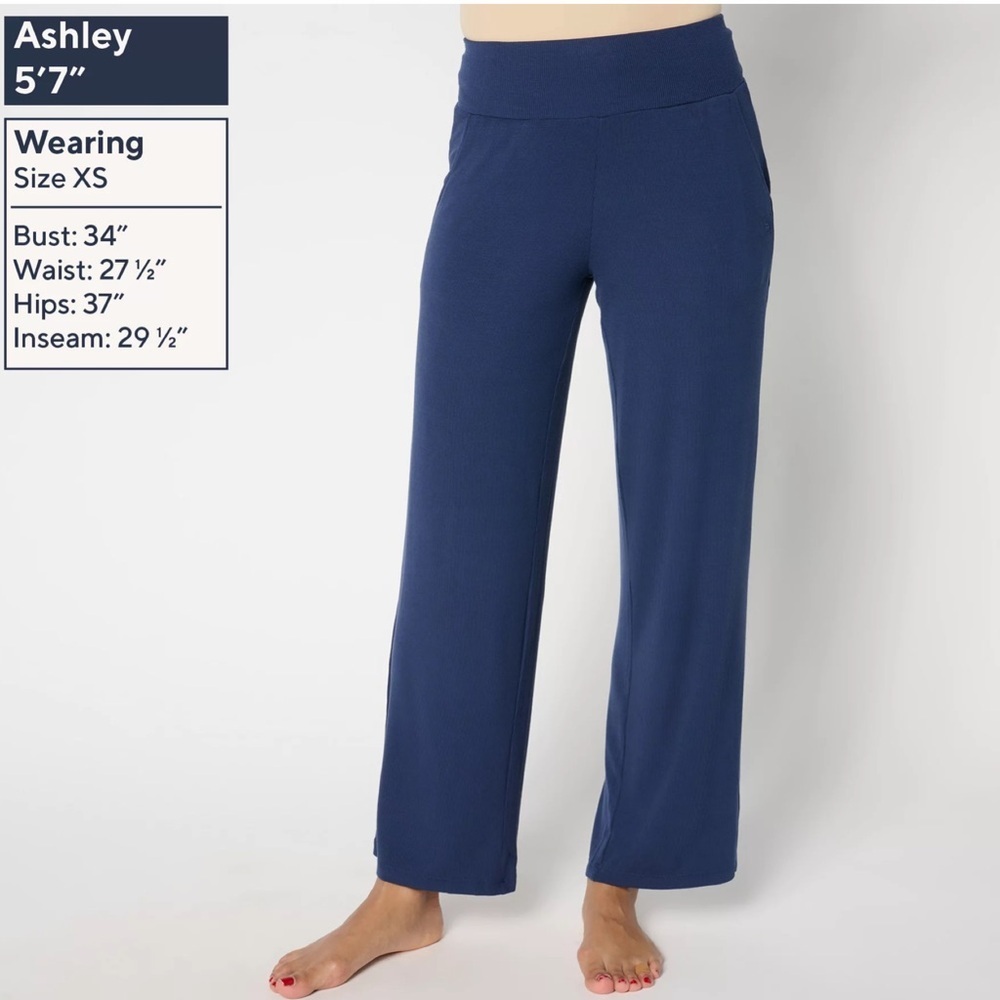 Cozy Earth Women's Rib Knit Bamboo Lounge Pull On Pajama Pant Size Small Navy - Picture 7 of 11